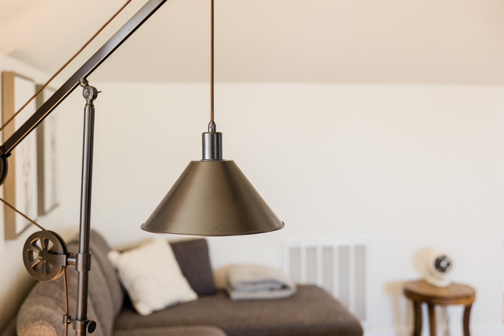 Metal Lampshade in Living Room